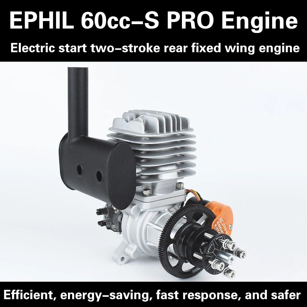 EPHIL 60cc-S PRO Model Airplane Gasoline Engine With Electric Start, Two-Stroke Rear Fixed Wing Engine
EPHIL 60cc-S PRO Model Airplane Gasoline Engine With Electric Start, Two-Stroke Rear Fixed Wing Engine