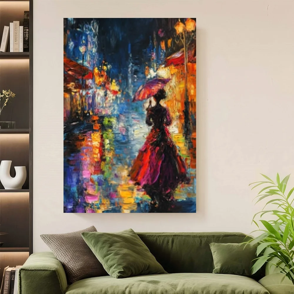 Framed 2D Flat 1pc Framed Canvas Art - Woman With Umbrella On City Street, Vibrant Colors, Modern Classic Style, Perfect For Liv
Framed 2D Flat 1pc Framed Canvas Art - Woman With Umbrella On City Street, Vibrant Colors, Modern Classic Style, Perfect For Liv