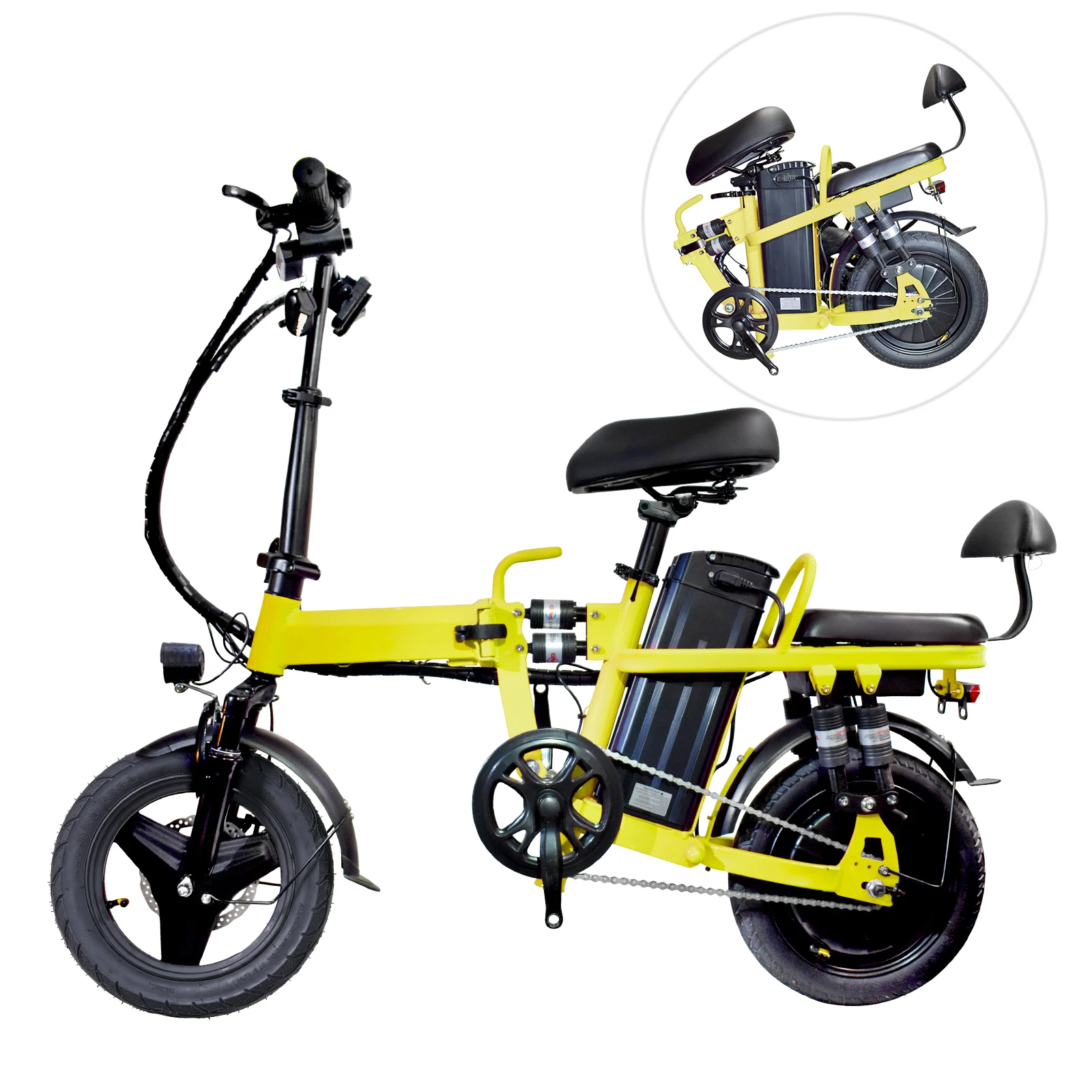 Electric Bike with Basket for Adults, 750W Peak Folding E Bike, 14" 48V 20AH Mini Ebike with Seat, Long Range 80 Miles-Yellow
Electric Bike with Basket for Adults, 750W Peak Folding E Bike, 14" 48V 20AH Mini Ebike with Seat, Long Range 80 Miles-Yellow