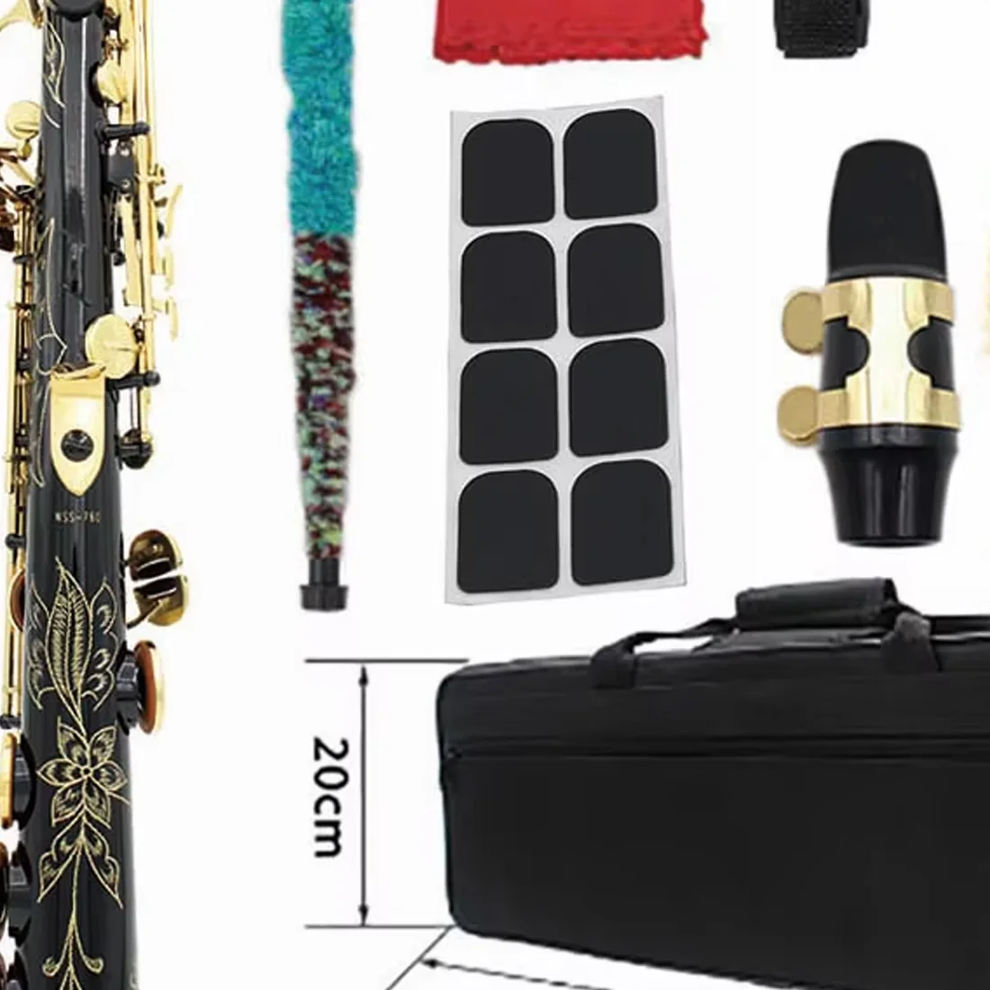 Прямой саксофон-сопрано, латунный золотой ключ B, плоский саксофон с футляром, трости, перчатки, тканевые аксессуары для чистки, деревянный духовой инструмент
Прямой саксофон-сопрано, латунный золотой ключ B, плоский саксофон с футляром, трости, перчатки, тканевые аксессуары для чистки, деревянный духовой инструмент