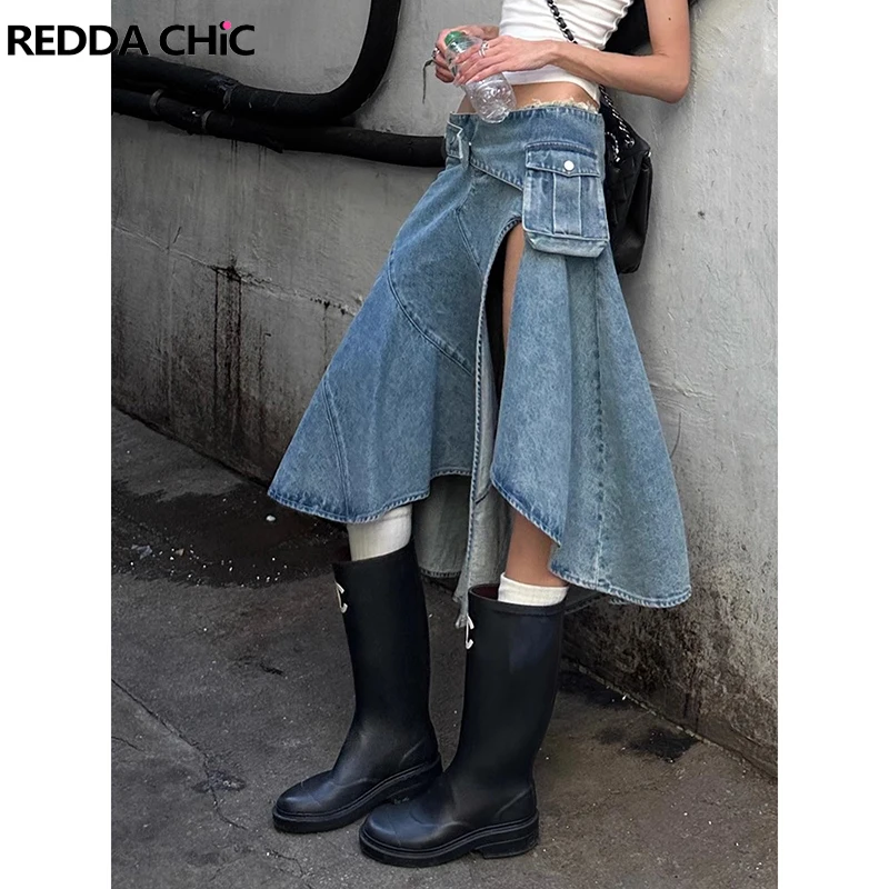 REDDACHiC ICON Belt Pouch Women Asymmetrical Denim Skirt Ruffle Irregular Hem Low Rise Slit Long Jean Skirt Retro Y2k Streetwear
REDDACHiC ICON Belt Pouch Women Asymmetrical Denim Skirt Ruffle Irregular Hem Low Rise Slit Long Jean Skirt Retro Y2k Streetwear