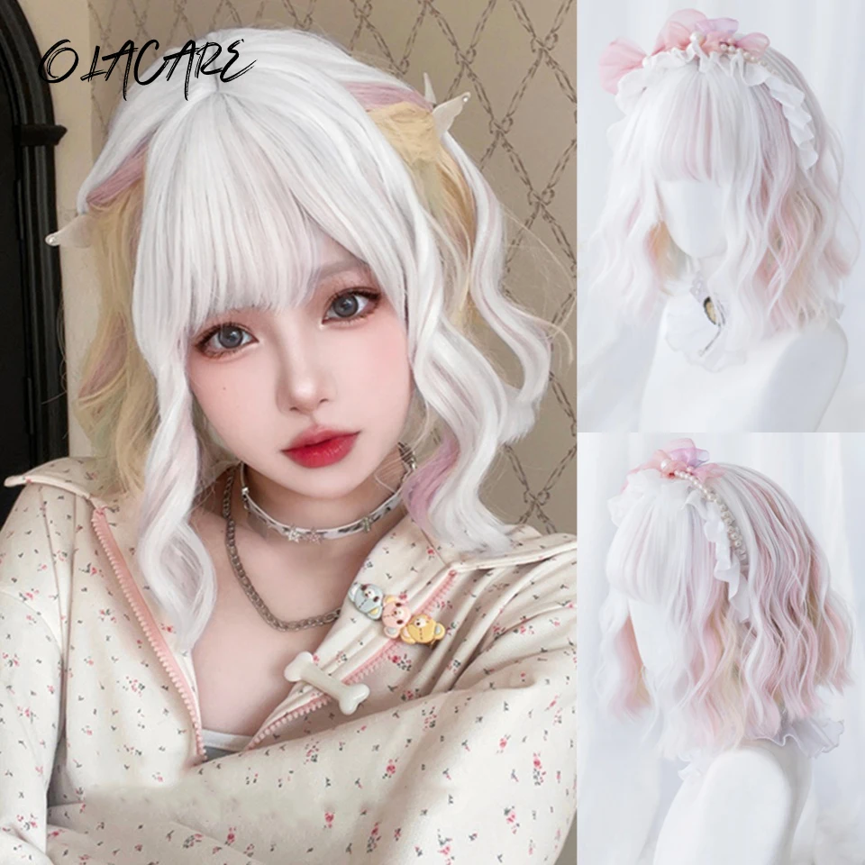 OLACARE White Yellow Pink Blue BOBO Synthetic Wigs Short Natural Wave Hair Wig For Women Party Daily High Density Heat Resistant
OLACARE White Yellow Pink Blue BOBO Synthetic Wigs Short Natural Wave Hair Wig For Women Party Daily High Density Heat Resistant