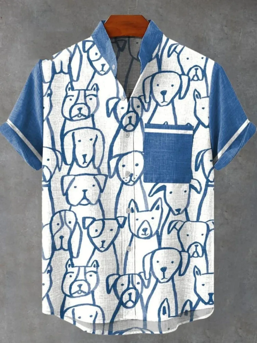 New men's art print pet dog pattern high-quality men's casual linen short-sleeved shirt fast delivery
New men's art print pet dog pattern high-quality men's casual linen short-sleeved shirt fast delivery