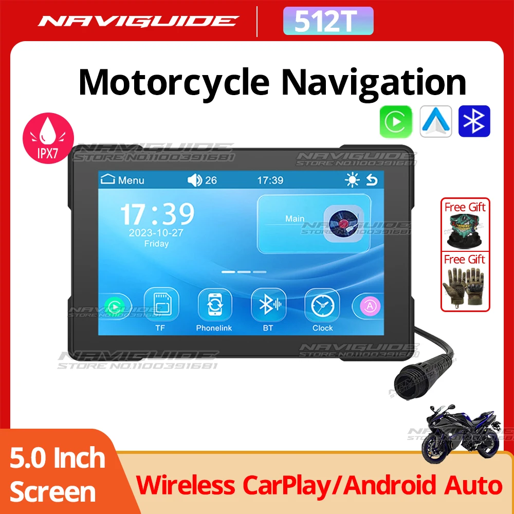 NAVIGUIDE 512T 5 Inch Wireless CarPlay Android Auto GPS Navigation Motorcycle Screen Waterproof Moto Monitor WiFi Dual Bluetooth
NAVIGUIDE 512T 5 Inch Wireless CarPlay Android Auto GPS Navigation Motorcycle Screen Waterproof Moto Monitor WiFi Dual Bluetooth