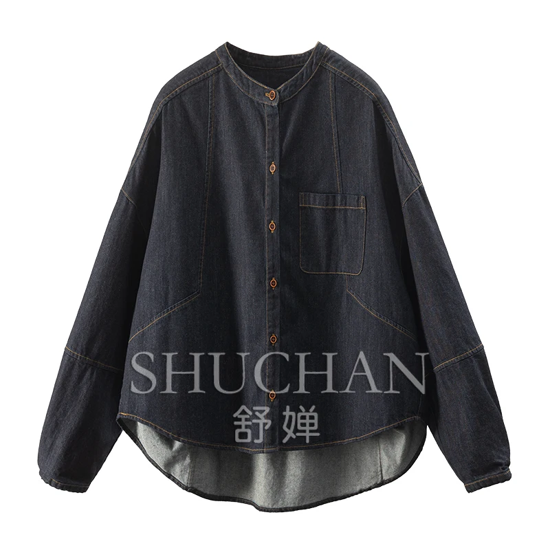Retro Denim Blue Loose Shirt Jacket Women 15C3 Top and Blouse Long Sleeve 2025 summer
Retro Denim Blue Loose Shirt Jacket Women 15C3 Top and Blouse Long Sleeve 2025 summer