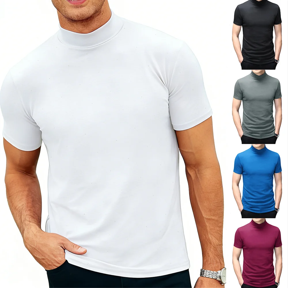 Mens T Shirt Short Sleeve Basic Mock Turtleneck Lightweight Slim Fit Undershirt Pullover Thermal Solid Tops Black Bottoming Tees
Mens T Shirt Short Sleeve Basic Mock Turtleneck Lightweight Slim Fit Undershirt Pullover Thermal Solid Tops Black Bottoming Tees