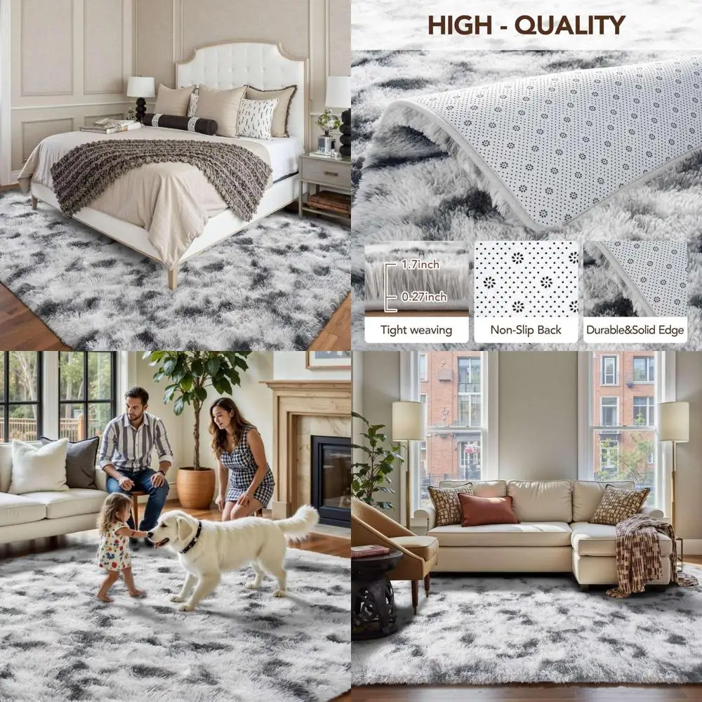 5x8 Black & White Shaggy Rug, Non-Slip Soft Shag Area Rug for Living Room, Bedroom, Nursery, Kids' Room, Dorm, and Home Decor
5x8 Black & White Shaggy Rug, Non-Slip Soft Shag Area Rug for Living Room, Bedroom, Nursery, Kids' Room, Dorm, and Home Decor