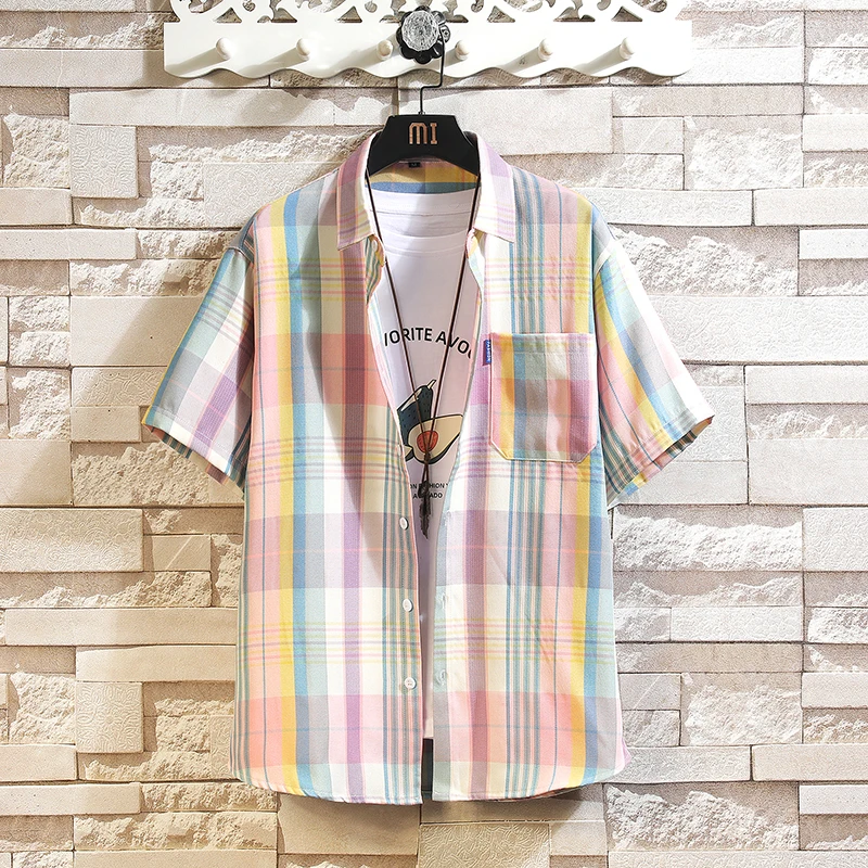 Colorful Striped Shirts for Man Summer Spring Japanese Short Sleeve Loose Men Plaid Shirt Trendy Casual Oversized Mens Clothes
Colorful Striped Shirts for Man Summer Spring Japanese Short Sleeve Loose Men Plaid Shirt Trendy Casual Oversized Mens Clothes