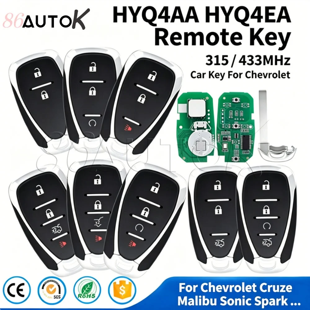 315/433MHz Remote Car Key For Chevrolet Volt Blazer Traverse Camaro Cruze Malibu Sonic Equinox Spark HYQ4AA HYQ4EA Smart Key Fob
315/433MHz Remote Car Key For Chevrolet Volt Blazer Traverse Camaro Cruze Malibu Sonic Equinox Spark HYQ4AA HYQ4EA Smart Key Fob
