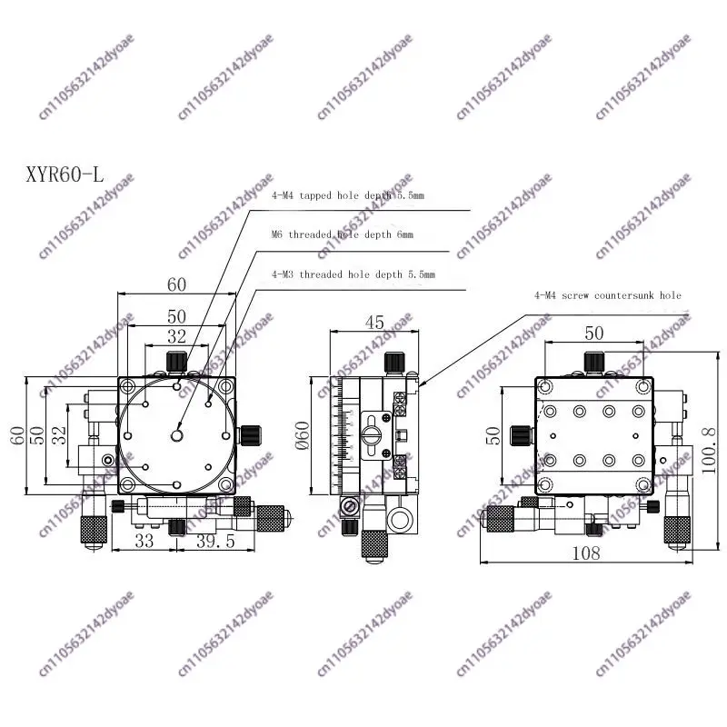 High-precision sliding table in three directions,three-axis motion platform XYR60-L ,XY axis +-6.5mm, R axis: coarse 360-degree
High-precision sliding table in three directions,three-axis motion platform XYR60-L ,XY axis +-6.5mm, R axis: coarse 360-degree