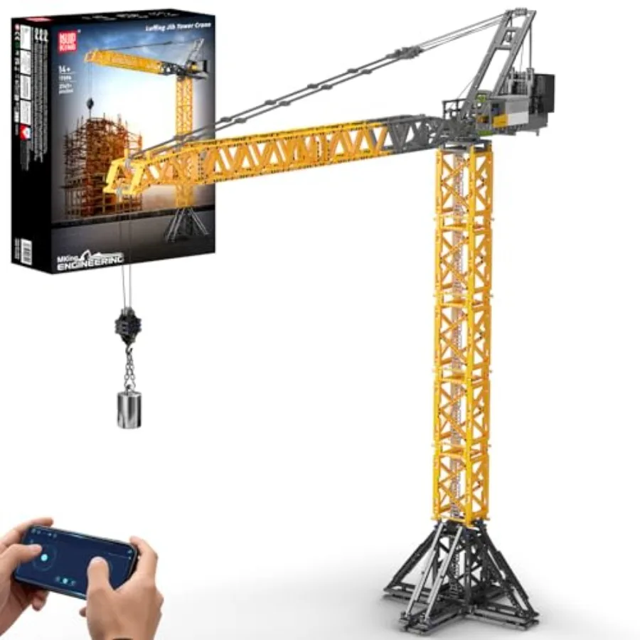 Building block set for construction scene: ABS plastic gray and yellow with motorized luffing jib and APP remote control functi
Building block set for construction scene: ABS plastic gray and yellow with motorized luffing jib and APP remote control functi