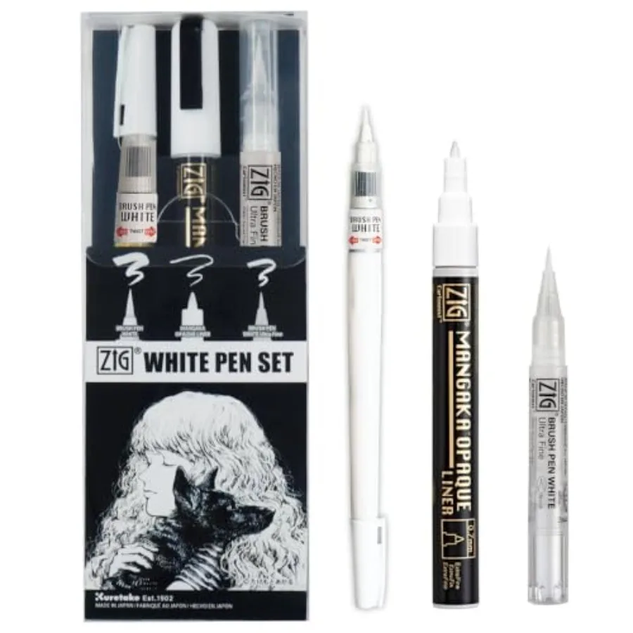 Zig Inktober pen set for Illustration Manga Drawing Lettering and Calligraphy Professional Artist Made in Japan White(3pcs
Zig Inktober pen set for Illustration Manga Drawing Lettering and Calligraphy Professional Artist Made in Japan White(3pcs