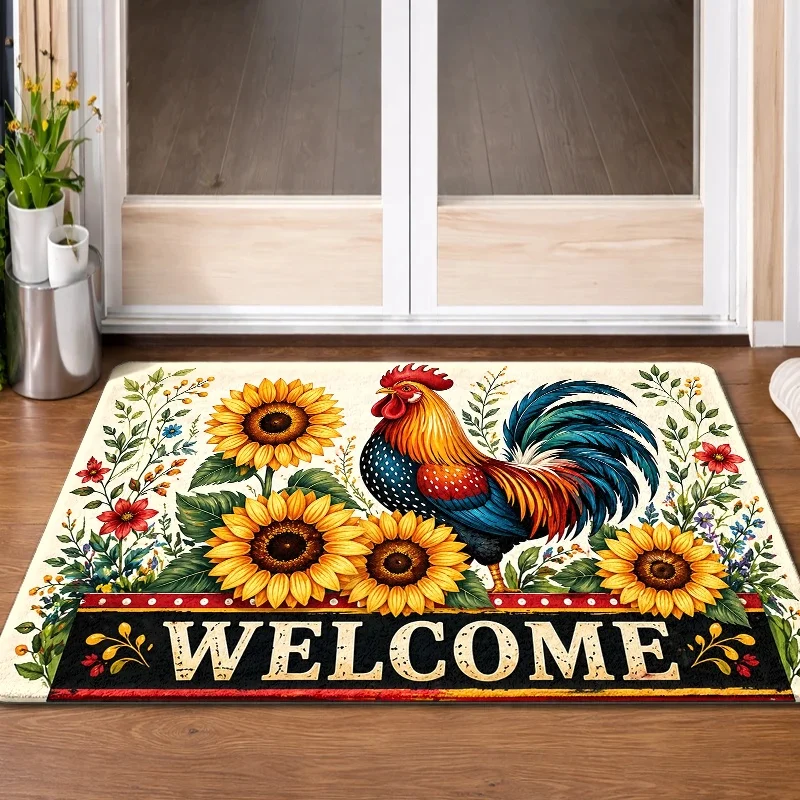 Farmhouse Rooster Sunflower Doormat Washable Entry Mat for Front Door Kitchen Bath Bedroom Living Room Hallway Porch
Farmhouse Rooster Sunflower Doormat Washable Entry Mat for Front Door Kitchen Bath Bedroom Living Room Hallway Porch