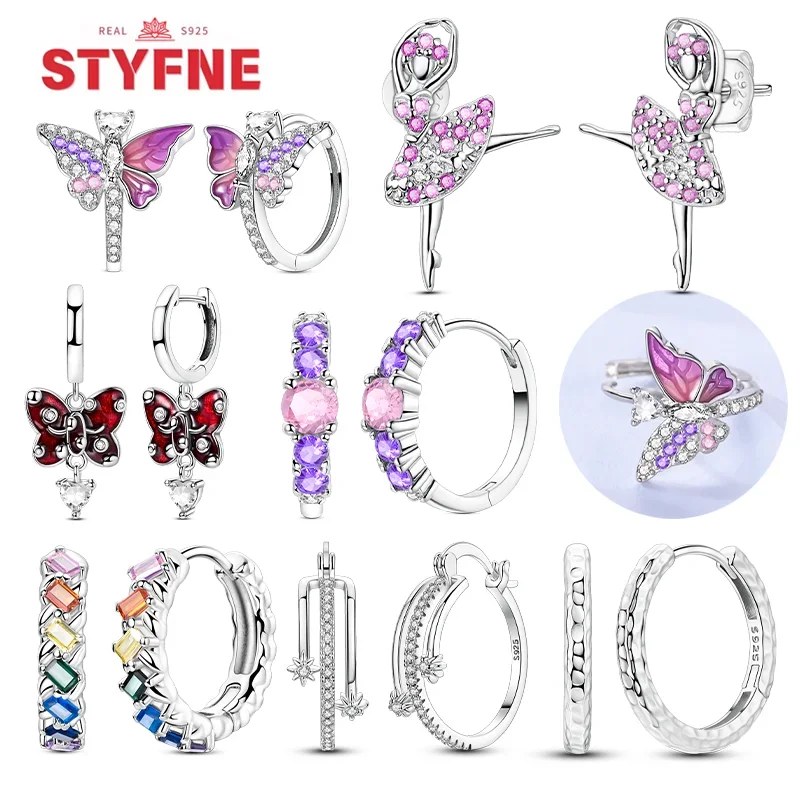 New 925 Silver Hoop Earrings Ballet Dancing Girl Colorful Butterfly Zircon Earring for Women Anniversary Making Jewelry Gifts
New 925 Silver Hoop Earrings Ballet Dancing Girl Colorful Butterfly Zircon Earring for Women Anniversary Making Jewelry Gifts