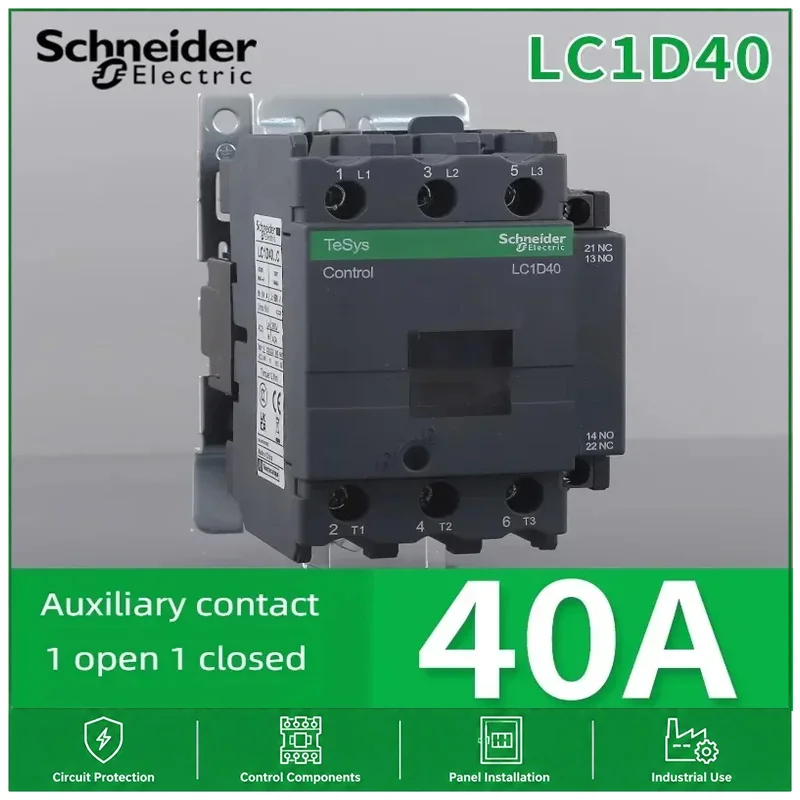 Schneider Electric AC Contactor LC1D40 New Black Three-pole LC1D50 LC1D65 LC1D80 LC1D95 B7C F7C Q7C 110V 220V Original Product
Schneider Electric AC Contactor LC1D40 New Black Three-pole LC1D50 LC1D65 LC1D80 LC1D95 B7C F7C Q7C 110V 220V Original Product