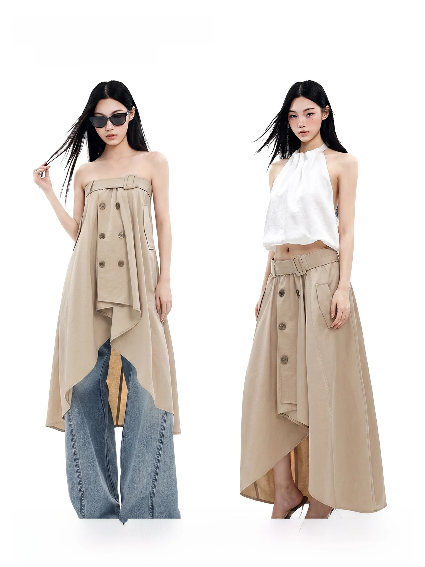 Elegant Style Off-Shoulder Women's Top Khaki Color Luxury Light Summer Loose Double Button Asymmetrical Drifting Shirt
Elegant Style Off-Shoulder Women's Top Khaki Color Luxury Light Summer Loose Double Button Asymmetrical Drifting Shirt