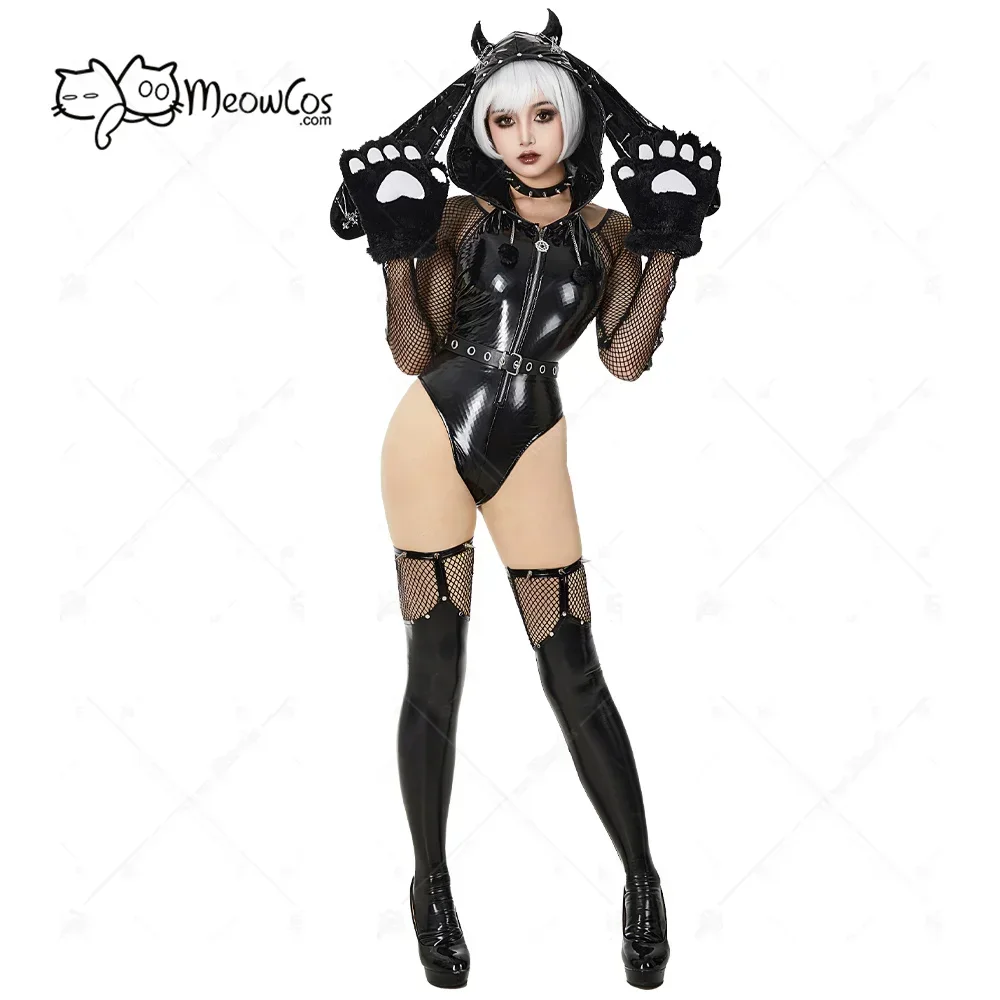 MEOWCOS Halloween Women Gothic Bunny Cosplay Costume Women Lingerie Set Black Patent Leather Romper
MEOWCOS Halloween Women Gothic Bunny Cosplay Costume Women Lingerie Set Black Patent Leather Romper