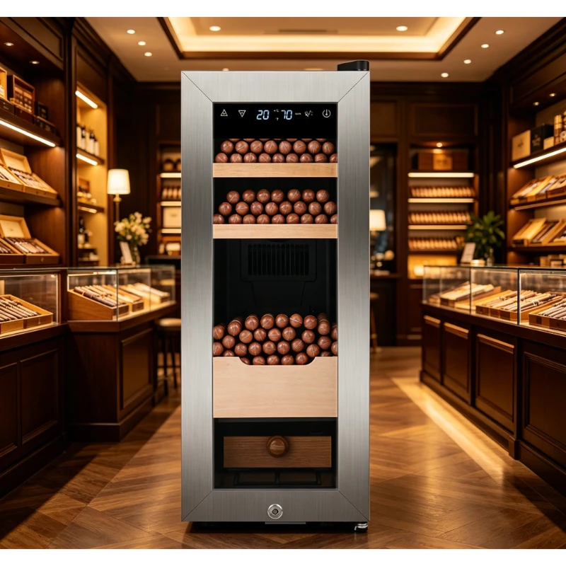 35L Electric Cigar Humidor Cabinet Holds 200 Cigars Double UV Protection Stainless Steel Door with Precise Temperature Humidity
35L Electric Cigar Humidor Cabinet Holds 200 Cigars Double UV Protection Stainless Steel Door with Precise Temperature Humidity