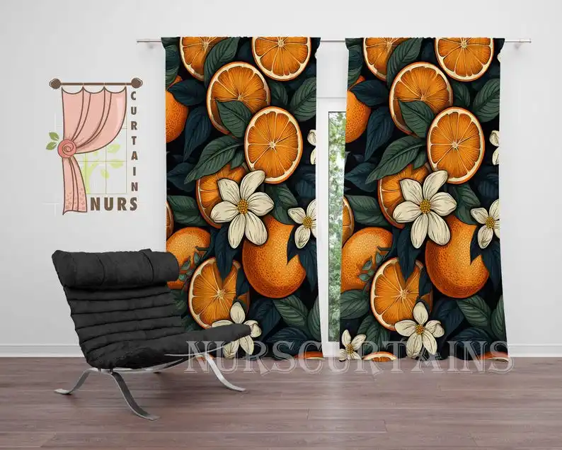 Orange Flower Blackout Curtain: Fruit Themed Kitchen & Dining Room Decor
Orange Flower Blackout Curtain: Fruit Themed Kitchen & Dining Room Decor