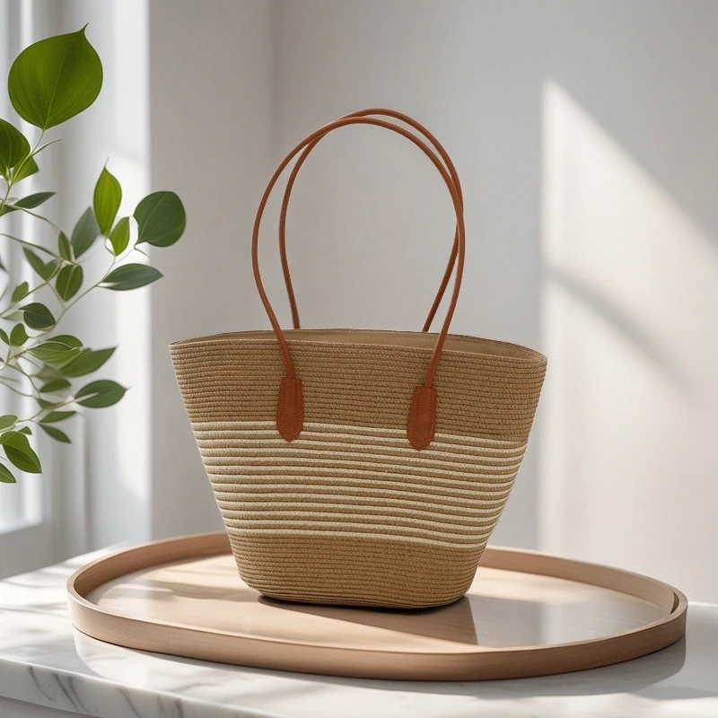 Elegant High-end Woven Bags Fashionable Color-block Shoulder Bag Casual Versatile Handbag Large-capacity Outdoor Tote Bucket Bag
Elegant High-end Woven Bags Fashionable Color-block Shoulder Bag Casual Versatile Handbag Large-capacity Outdoor Tote Bucket Bag