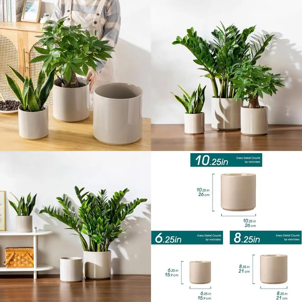6, 8, 10 Ceramic Plant Pots Set - Large Outdoor & Indoor Drainage Holes, Grey
6, 8, 10 Ceramic Plant Pots Set - Large Outdoor & Indoor Drainage Holes, Grey