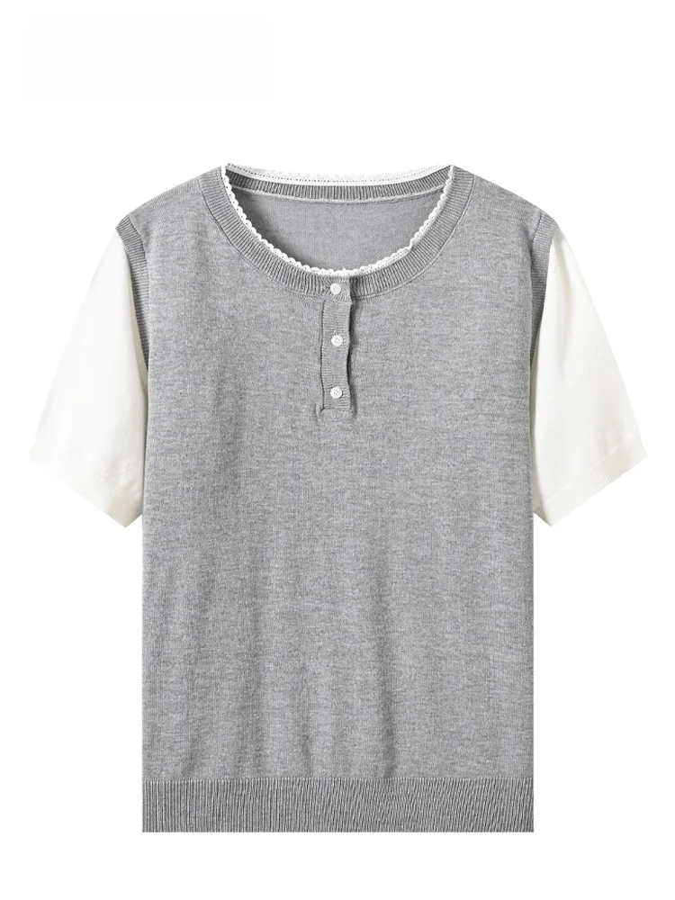 Summer New plus Size Women's T-shirt Short Sleeve Casual Shoulder Stitching Trendy Color round Neck Knitted Top
Summer New plus Size Women's T-shirt Short Sleeve Casual Shoulder Stitching Trendy Color round Neck Knitted Top
