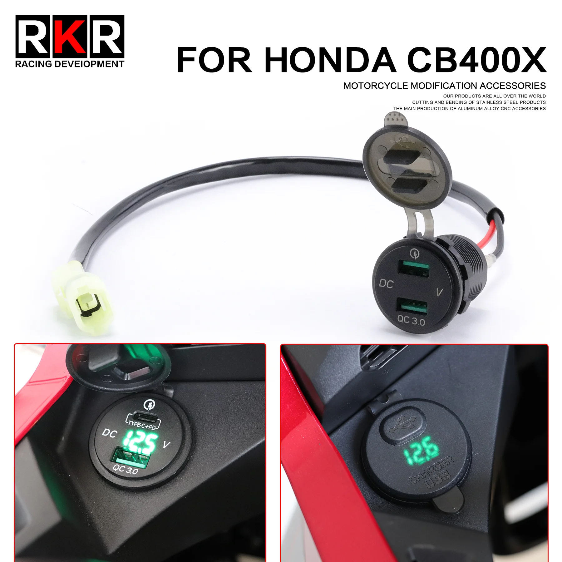 12V Motorcycle USB Charger Type C Single Dual USB Outlet Quick Charging Power Socket Adapter Parts for Honda CB400X CB 400 X
12V Motorcycle USB Charger Type C Single Dual USB Outlet Quick Charging Power Socket Adapter Parts for Honda CB400X CB 400 X