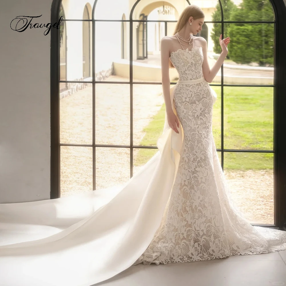 Traugel Elegant Strapless Detachable Train Lace Mermaid Wedding Dresses Luxury Backless Flowers Trumpet Bridal Gown
Traugel Elegant Strapless Detachable Train Lace Mermaid Wedding Dresses Luxury Backless Flowers Trumpet Bridal Gown