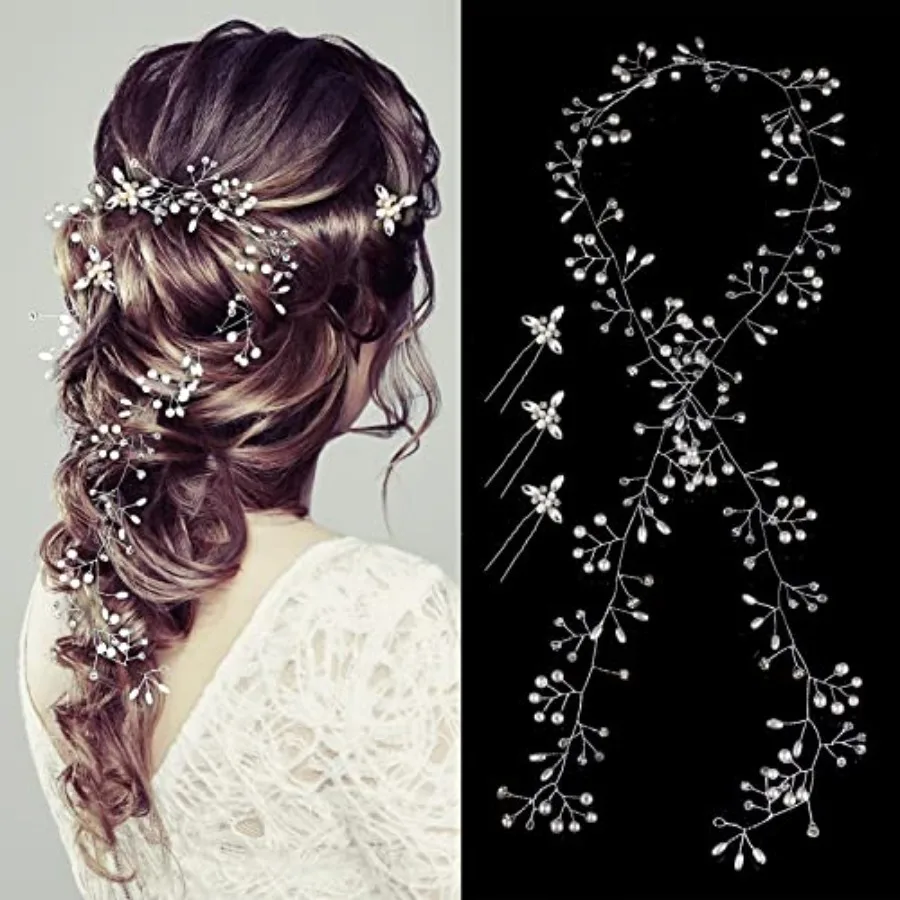 Wedding Hair Bridal Hair Accessories Pieces for Brides Hair Vine Crystal Extra Long Pearl and Beads Bridal Hair Vine Headband H
Wedding Hair Bridal Hair Accessories Pieces for Brides Hair Vine Crystal Extra Long Pearl and Beads Bridal Hair Vine Headband H
