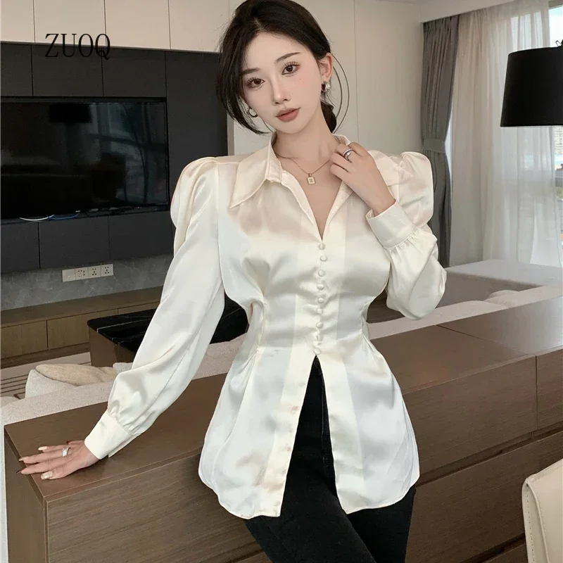 2026 Shirts Women Spring/Autumn New Slit Single Breasted Bubble Sleeve Bandage Blouses or Tops for Woman
2026 Shirts Women Spring/Autumn New Slit Single Breasted Bubble Sleeve Bandage Blouses or Tops for Woman