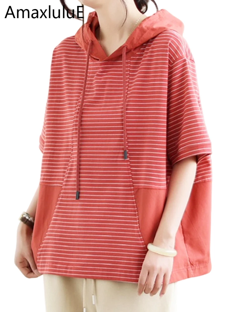 Amax LuluE 2026 Летние классические топы с капюшоном, женская одежда в корейском стиле, повседневные полосатые футболки, модные свободные элегантные футболки для женщин
Amax LuluE 2026 Летние классические топы с капюшоном, женская одежда в корейском стиле, повседневные полосатые футболки, модные свободные элегантные футболки для женщин