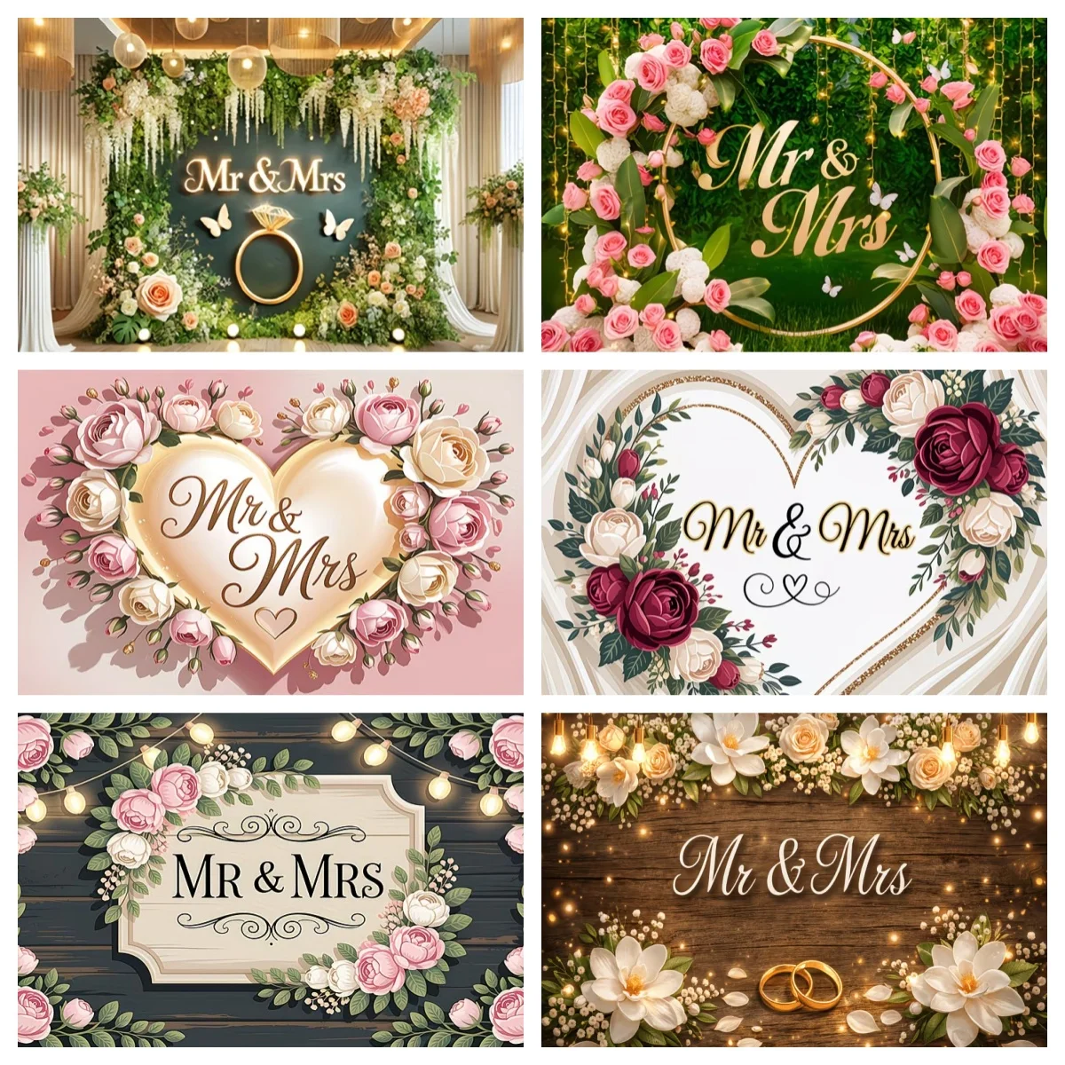 Elegant Floral Wreath Mr & Mrs Theme Background Golden Ring Ribbon Wedding Party Decoration Backdrop Photography Supplies Banner
Elegant Floral Wreath Mr & Mrs Theme Background Golden Ring Ribbon Wedding Party Decoration Backdrop Photography Supplies Banner