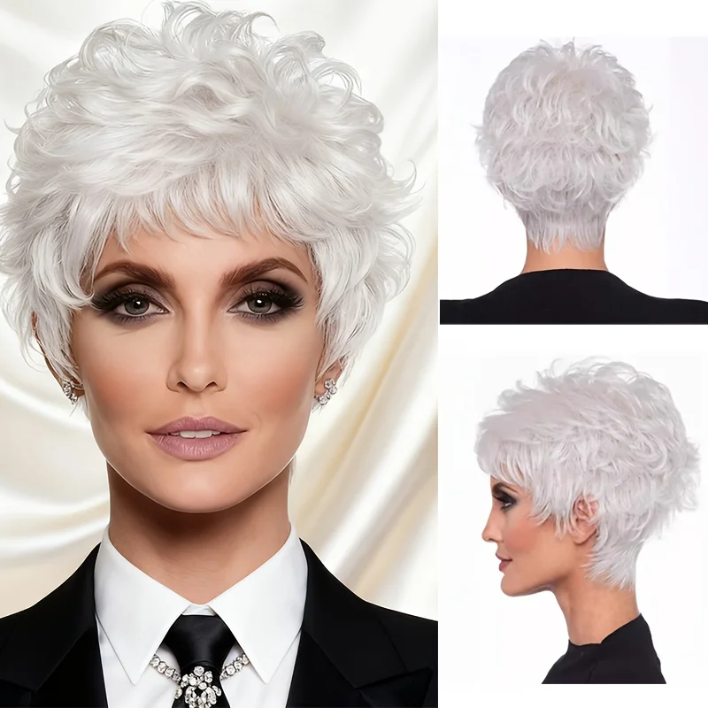 10-дюймовый синтетический парик с боковой челкой, серебристо-белый, для женщин, европейский и американский стиль, короткие прямые волосы, серебристо-серый парик-боб
10-дюймовый синтетический парик с боковой челкой, серебристо-белый, для женщин, европейский и американский стиль, короткие прямые волосы, серебристо-серый парик-боб