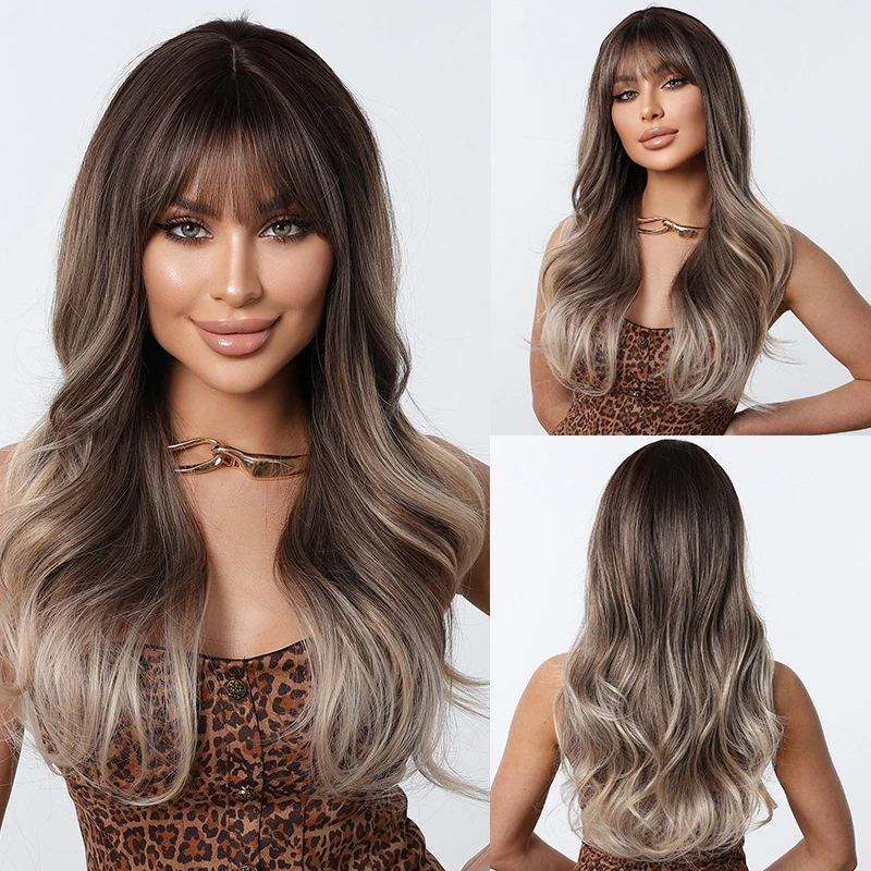New product: golden-brown long wavy curly hair wig women with bangs made of high-temperature synthetic fiber full head
New product: golden-brown long wavy curly hair wig women with bangs made of high-temperature synthetic fiber full head