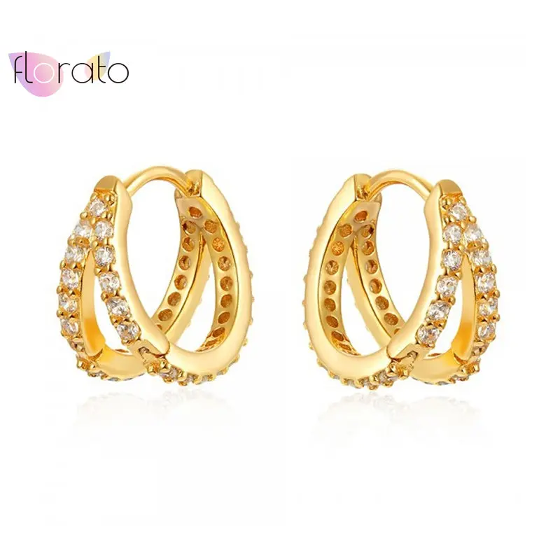 925 Sterling Silver Needle Classic Geometry Double Layer Circle Hoop Earring for Women CZ Crystal Huggie Earring Fashion Jewelry
925 Sterling Silver Needle Classic Geometry Double Layer Circle Hoop Earring for Women CZ Crystal Huggie Earring Fashion Jewelry