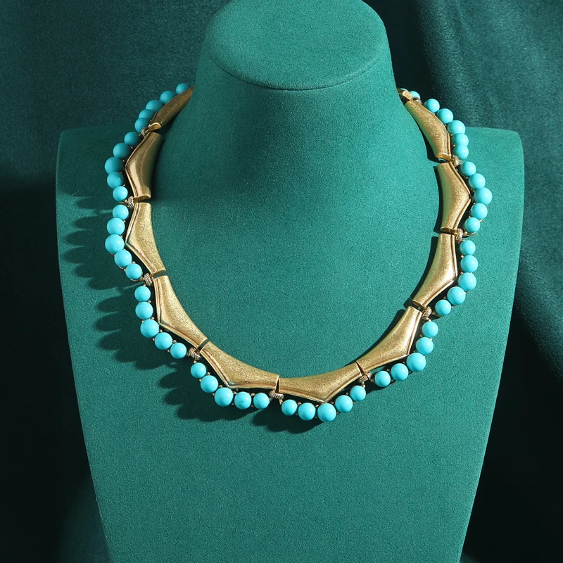 Vintage Choker Turquoise Necklace Beads For Women Bohemian Rhinestone Natural Stone Fashion Jewelry Thanksgiving Romantic Dinner
Vintage Choker Turquoise Necklace Beads For Women Bohemian Rhinestone Natural Stone Fashion Jewelry Thanksgiving Romantic Dinner