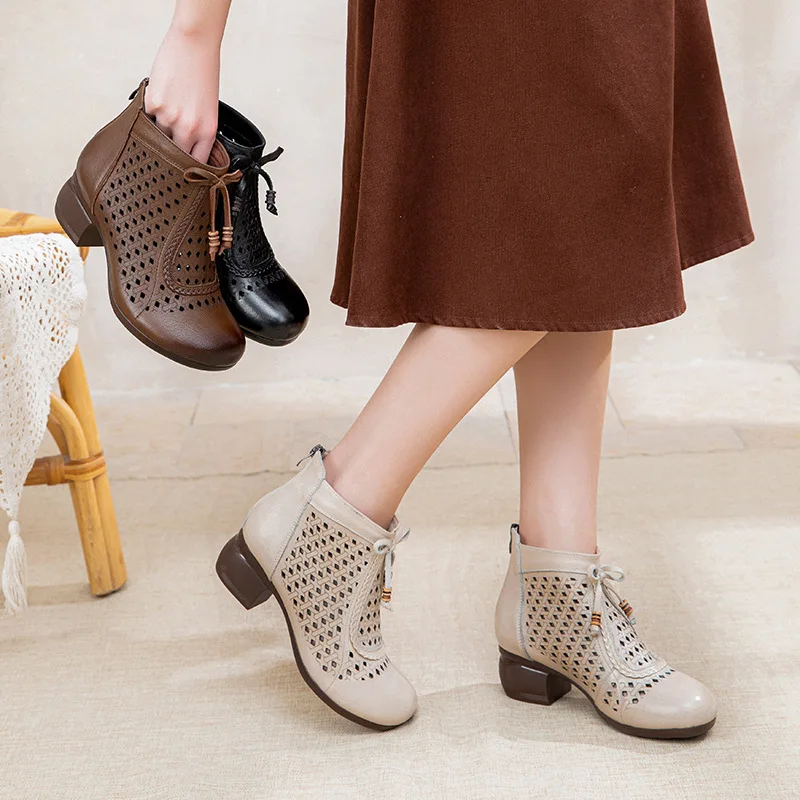 GKTINOO 2026 New Hollow Out Boots Genuine Leather Retro Ethnic Style Soft Sole Thick Heel Breathable Women's Shoes
GKTINOO 2026 New Hollow Out Boots Genuine Leather Retro Ethnic Style Soft Sole Thick Heel Breathable Women's Shoes