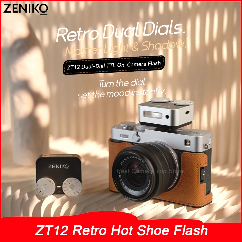 ZENIKO ZT12 Retro Dual Dial On-Camera Speedlite TTL Auto Exposure Hot Shoe Flash for Sony A7M4 Fuji XT5 Canon R6 Nikon Cameras
ZENIKO ZT12 Retro Dual Dial On-Camera Speedlite TTL Auto Exposure Hot Shoe Flash for Sony A7M4 Fuji XT5 Canon R6 Nikon Cameras