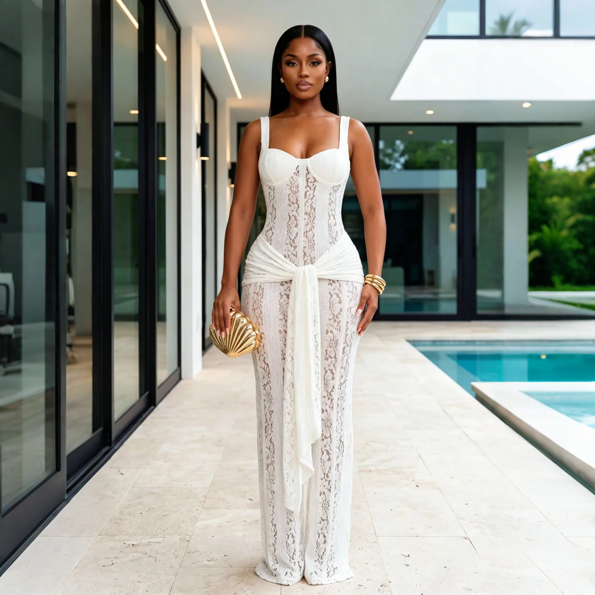 White Lace Prom Dress With Lining Sexy Stripe Sleeveless Sheath Long Party Gown Formal Wedding Guest Birthday Evening Robe
White Lace Prom Dress With Lining Sexy Stripe Sleeveless Sheath Long Party Gown Formal Wedding Guest Birthday Evening Robe