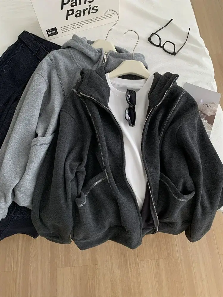 plus Size 300 Pounds Korean Style Vintage Fleece Hooded Open Cardigan Sweatshirt Men Women Autumn Winter New Loose Zipper Jacket
plus Size 300 Pounds Korean Style Vintage Fleece Hooded Open Cardigan Sweatshirt Men Women Autumn Winter New Loose Zipper Jacket