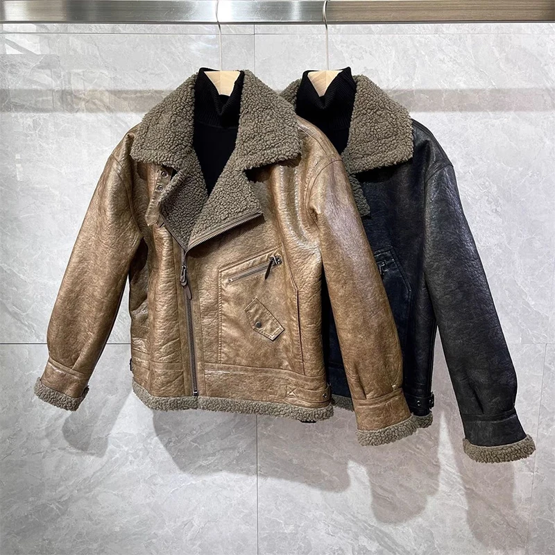 Women's Thick Warm Winter Fur Faux Leather Oversized Jacket Long Sleeve Coat Female Outerwear Chic Tops Fashion Loose Coats
Women's Thick Warm Winter Fur Faux Leather Oversized Jacket Long Sleeve Coat Female Outerwear Chic Tops Fashion Loose Coats