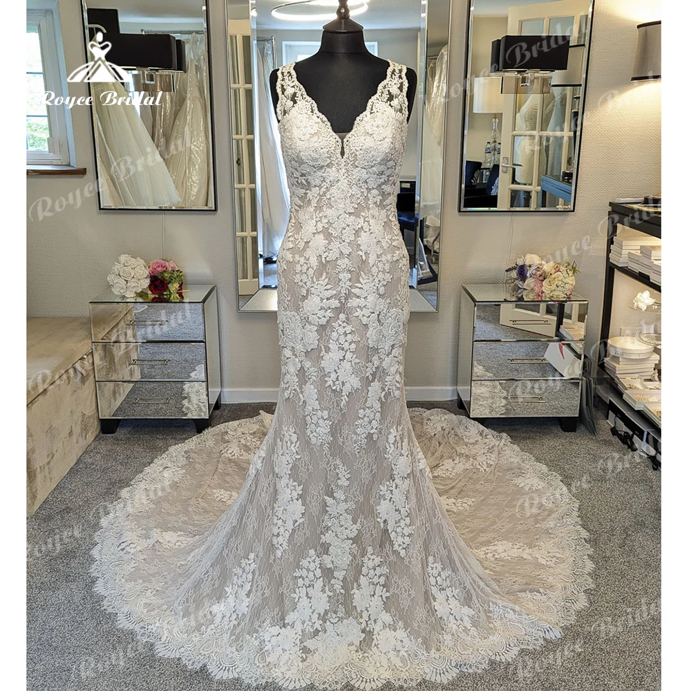Roycebridal Gorgeous Mermaid Tank Trumpet Wedding Dresses For Women V-Neck Lace Appliques Goddess Bride Tulle Vestidos De Novia
Roycebridal Gorgeous Mermaid Tank Trumpet Wedding Dresses For Women V-Neck Lace Appliques Goddess Bride Tulle Vestidos De Novia