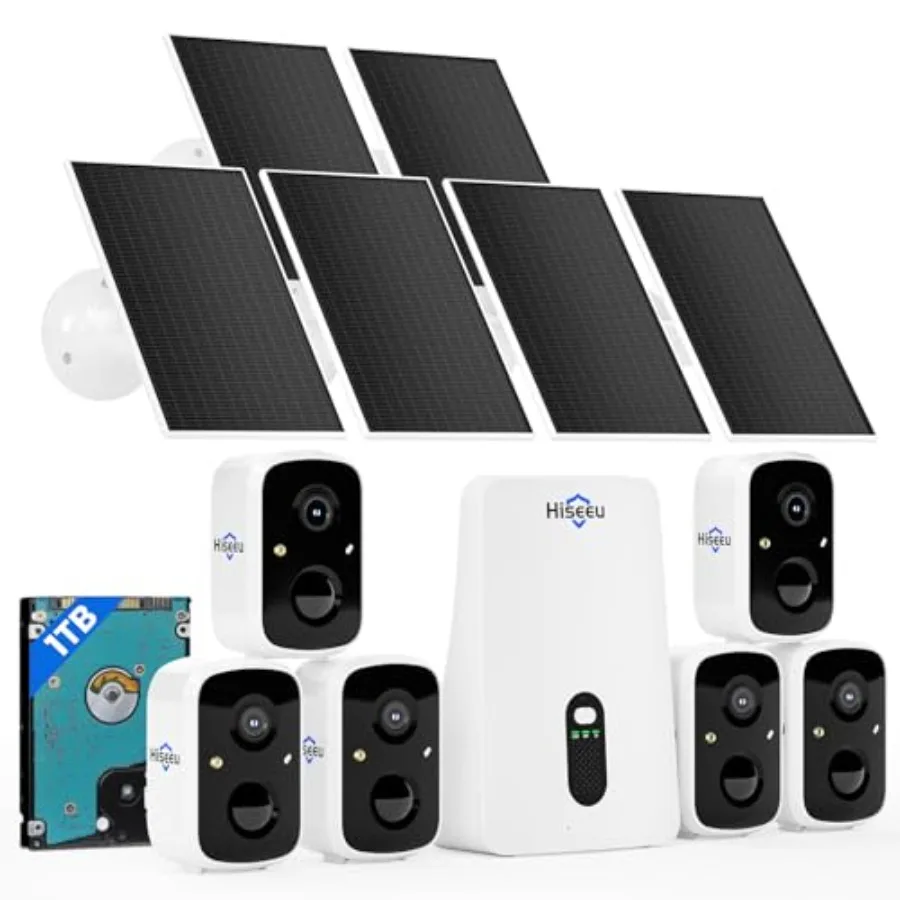 Outdoor solar security camera system with 6 cameras, expandable to 10CH, no monthly fee, 2K color night vision, dual-band WiFi,
Outdoor solar security camera system with 6 cameras, expandable to 10CH, no monthly fee, 2K color night vision, dual-band WiFi,