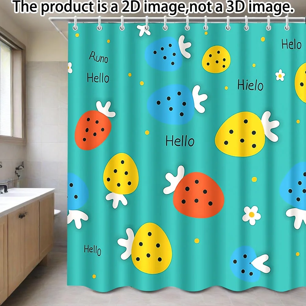 Teal Strawberry Shower Curtain Whimsical “Hello” Polka-Dot Fruit Design 12 Hooks, Machine Washable, Cheerful Kids & Modern Bath
Teal Strawberry Shower Curtain Whimsical “Hello” Polka-Dot Fruit Design 12 Hooks, Machine Washable, Cheerful Kids & Modern Bath