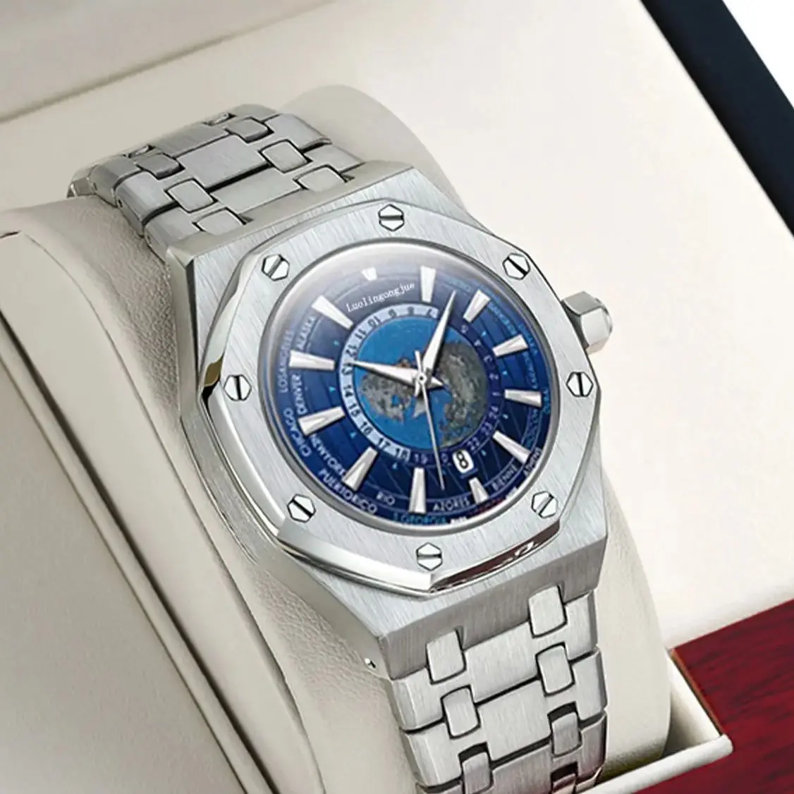 High-End Royal Oak Earth Series Business Men's Mechanical Watch, Skeleton Design, Automatic Winding, Stainless Steel Strap, with Calendar Display, European and American Style, High-End Luxury Fashion, Casual, Unique, Cool and Handsome Trendy Men's Watch,
High-End Royal Oak Earth Series Business Men's Mechanical Watch, Skeleton Design, Automatic Winding, Stainless Steel Strap, with Calendar Display, European and American Style, High-End Luxury Fashion, Casual, Unique, Cool and Handsome Trendy Men's Watch,