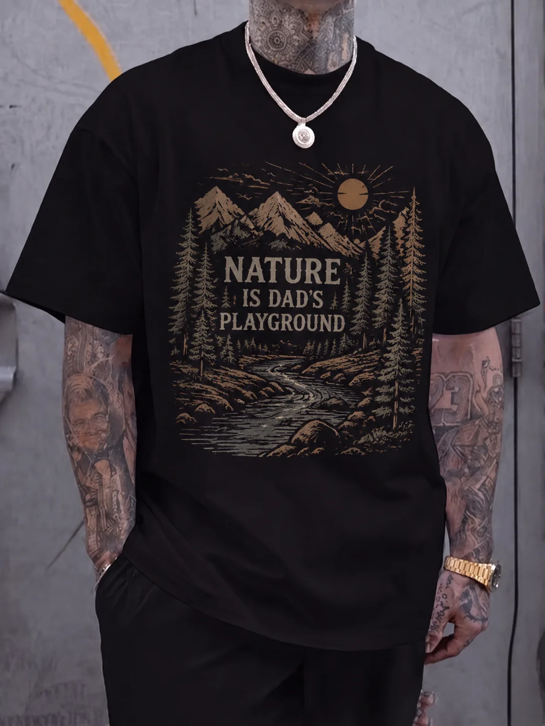 Men Graphic t Shirt Short Sleeve Classic Fit Vintage Mountain Forest River Print Dad Tee Streetwear Outdoor Casual for Hiking
Men Graphic t Shirt Short Sleeve Classic Fit Vintage Mountain Forest River Print Dad Tee Streetwear Outdoor Casual for Hiking
