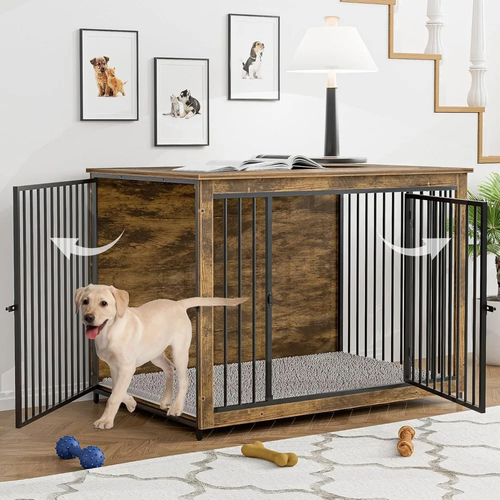 Dog Crate Furniture with Cushion, 44'' Wooden Dog Crate Kennel with Double Doors, Heavy-Duty Dog Cage End Table for Small/Mediu
Dog Crate Furniture with Cushion, 44'' Wooden Dog Crate Kennel with Double Doors, Heavy-Duty Dog Cage End Table for Small/Mediu