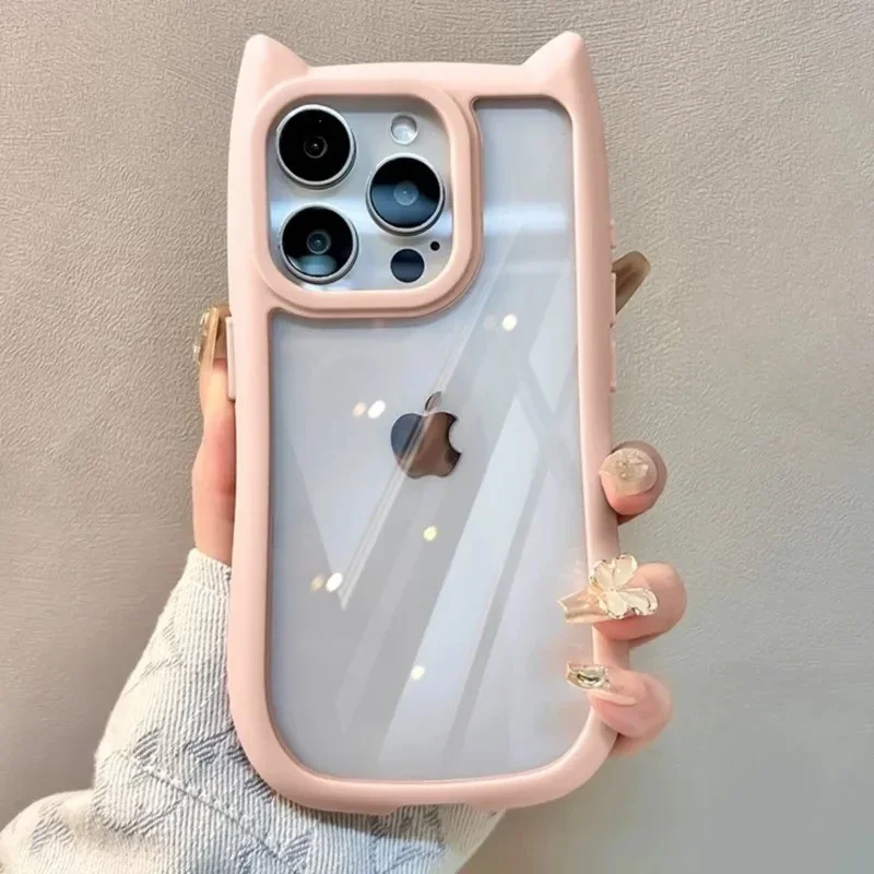 Soft Silicone Cute Cat Ear Phone Case For iPhone 11 12 14 13 15 Pro Max Transparent Shockproof Hard Acrylic Bumper Back Cover
Soft Silicone Cute Cat Ear Phone Case For iPhone 11 12 14 13 15 Pro Max Transparent Shockproof Hard Acrylic Bumper Back Cover