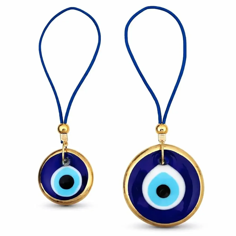 Turkish Blue Evil Eye Car Hanging Gold Ornament Set of 2- Evil Eye Car Accessories - Evil Eye Car Charm Gift for Women or Men
Turkish Blue Evil Eye Car Hanging Gold Ornament Set of 2- Evil Eye Car Accessories - Evil Eye Car Charm Gift for Women or Men