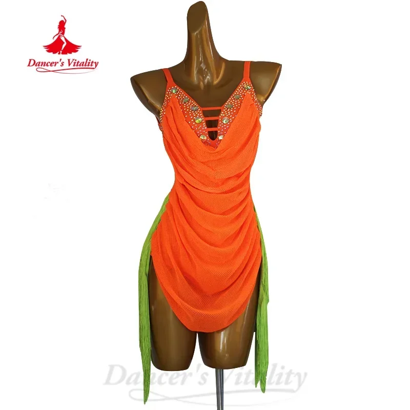 Latin Dancing Dress Custom AB Stones Mesh Tassel Performance Dresses Adult and Children Samba Cowboy Rumba Competition Costume
Latin Dancing Dress Custom AB Stones Mesh Tassel Performance Dresses Adult and Children Samba Cowboy Rumba Competition Costume